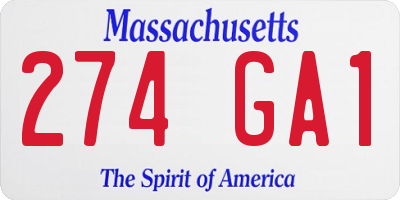 MA license plate 274GA1