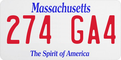 MA license plate 274GA4