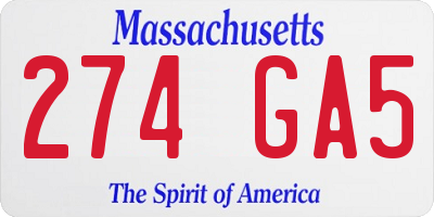 MA license plate 274GA5