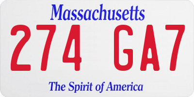 MA license plate 274GA7