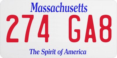 MA license plate 274GA8