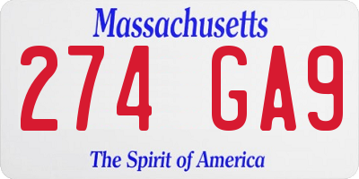 MA license plate 274GA9