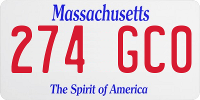 MA license plate 274GC0