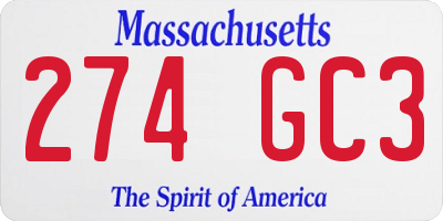 MA license plate 274GC3