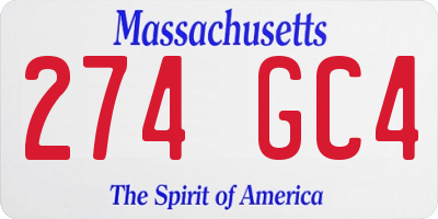 MA license plate 274GC4