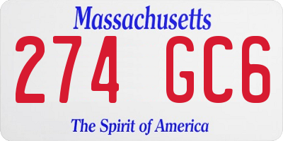 MA license plate 274GC6