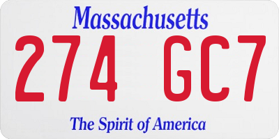 MA license plate 274GC7