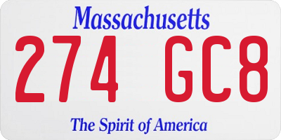 MA license plate 274GC8
