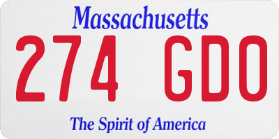 MA license plate 274GD0
