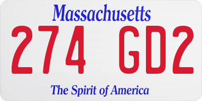 MA license plate 274GD2