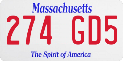 MA license plate 274GD5
