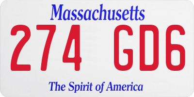 MA license plate 274GD6