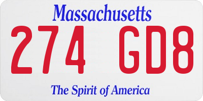 MA license plate 274GD8