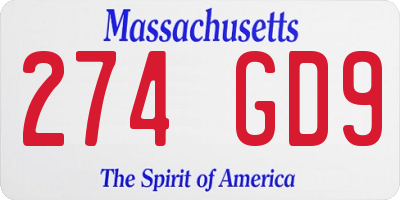 MA license plate 274GD9