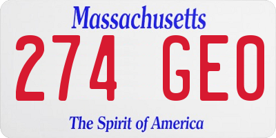 MA license plate 274GE0
