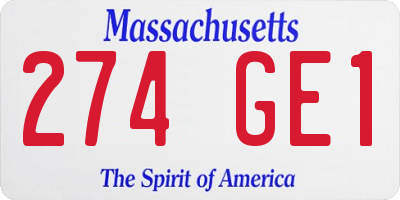 MA license plate 274GE1