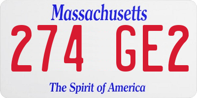 MA license plate 274GE2