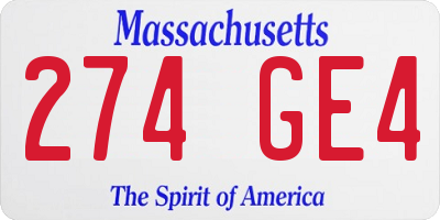 MA license plate 274GE4