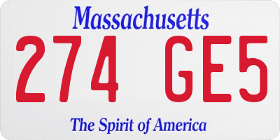 MA license plate 274GE5