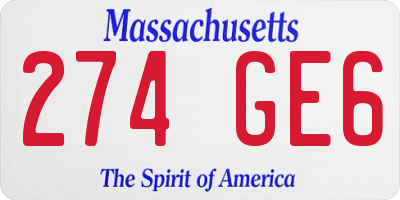 MA license plate 274GE6