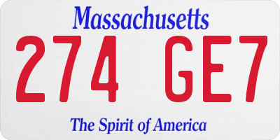 MA license plate 274GE7