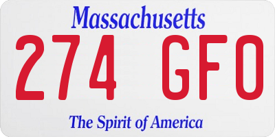 MA license plate 274GF0