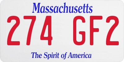 MA license plate 274GF2