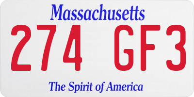 MA license plate 274GF3