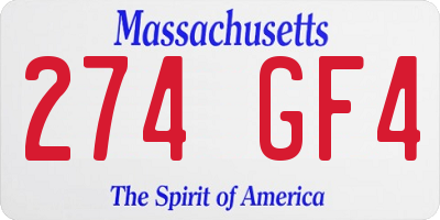 MA license plate 274GF4