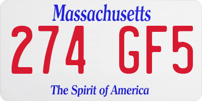 MA license plate 274GF5