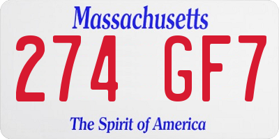 MA license plate 274GF7