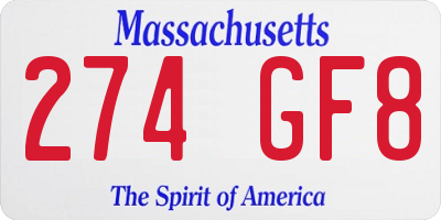 MA license plate 274GF8