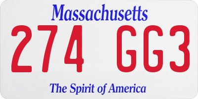 MA license plate 274GG3