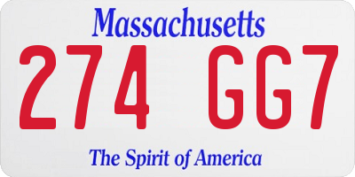 MA license plate 274GG7