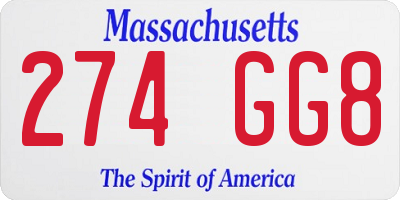 MA license plate 274GG8