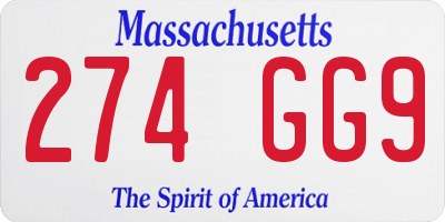 MA license plate 274GG9