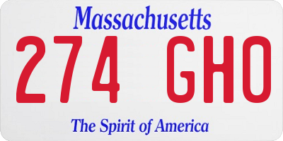 MA license plate 274GH0