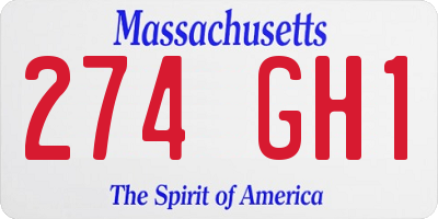 MA license plate 274GH1