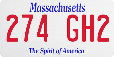 MA license plate 274GH2