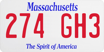 MA license plate 274GH3