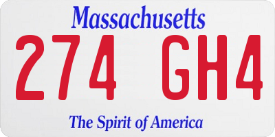 MA license plate 274GH4