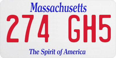 MA license plate 274GH5