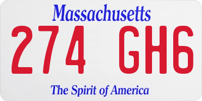 MA license plate 274GH6