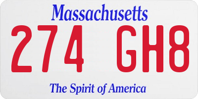 MA license plate 274GH8