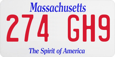 MA license plate 274GH9