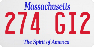 MA license plate 274GI2