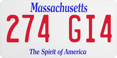 MA license plate 274GI4