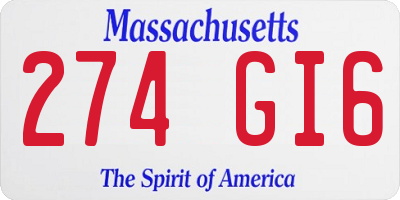 MA license plate 274GI6