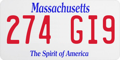 MA license plate 274GI9