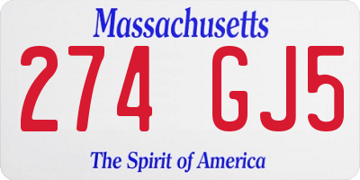 MA license plate 274GJ5